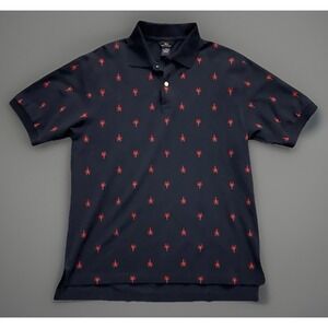 Brooks Brothers 346 Short Sleeve Polo Shirt Blue Lobster All Over AOP Small JBHS